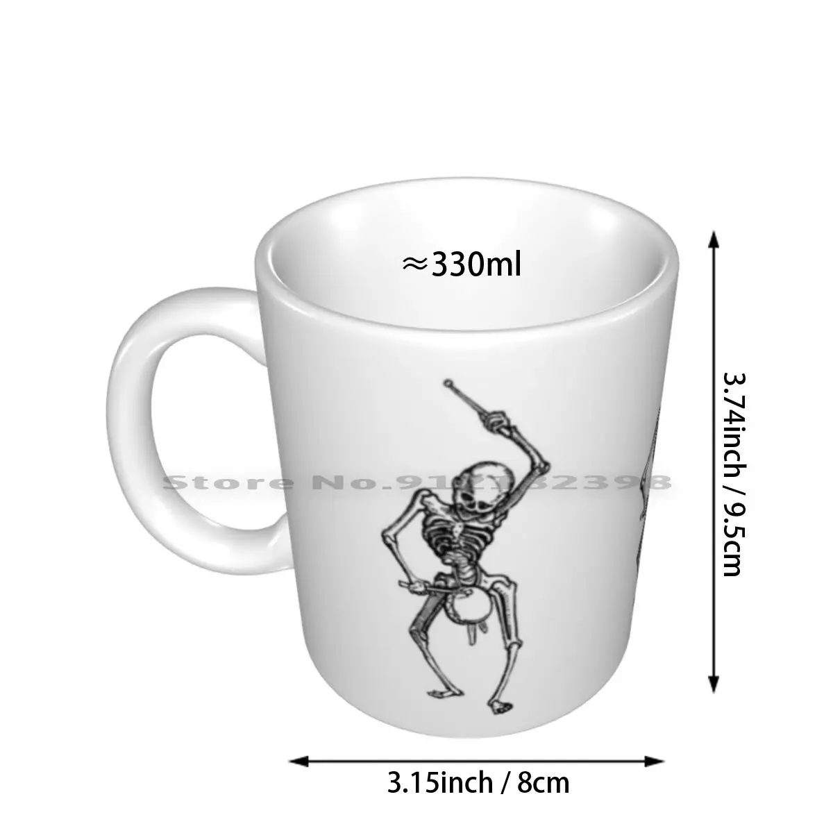 Skeleton Drummer Ceramic Mugs Coffee Cups Milk Tea Mug Dance Death Skeleton Muerte Dead Hans Holbein Drum Drummer Skeletal