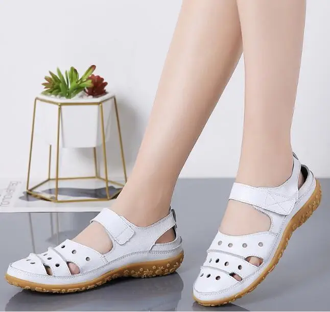 Spring Summer Women Flats Soft Genuine Leather Flat Shoes Woman Loafers Oxford Shoes For Women White Breathable leather shoes