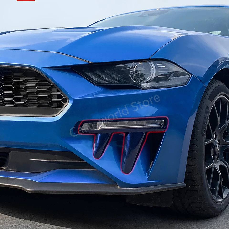 

Аксессуары для модификации рамы противотуманной фары автомобиля, клыки для Ford Mustang, Стайлинг автомобиля, декоративные наклейки на передние губы для mustang 18-20