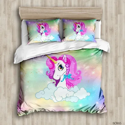 3D Digital Printing Unicorn Duvet Cover Set for Kids Bedding Set Fairytale with Sparkling Stars Queen King Size Quilt Cover Sets