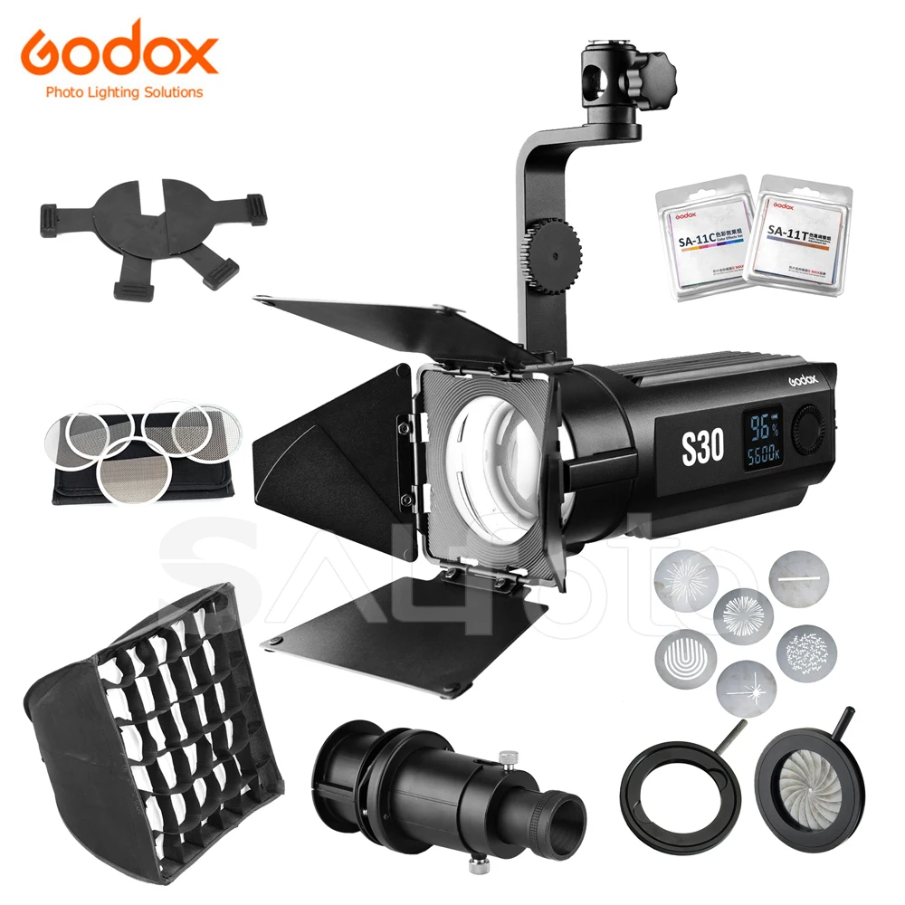 

Godox S30 Focusing LED Video Continuous Light Spotlight CRI96 5600K Fill Lighting for Interviewing Portrait Wedding Photography