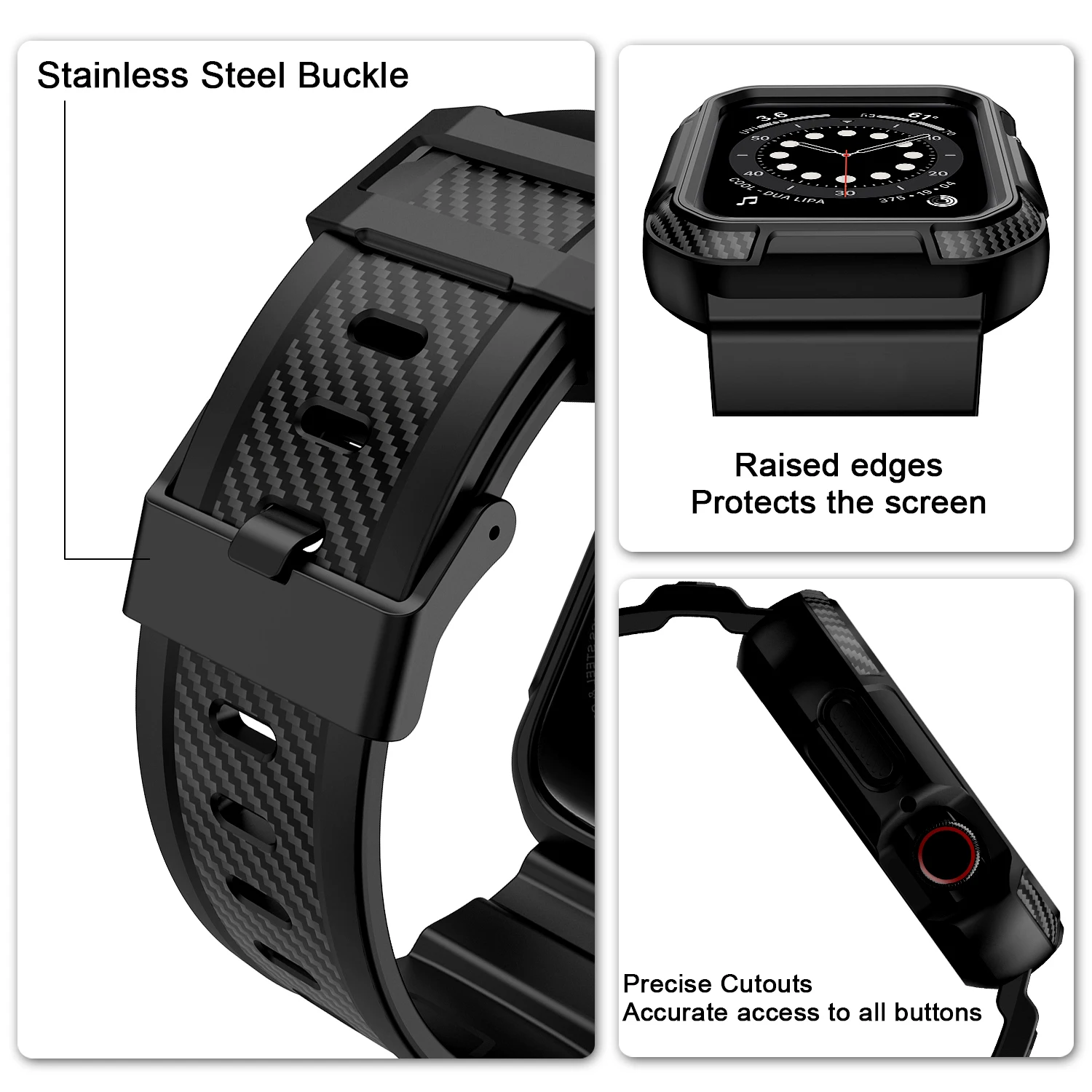 Rugged Armor Pro Designed 44 42 mm strap for Apple Watch Band Strap with Case for Iwatch 44mm 42mm Series 6 SE 5 4