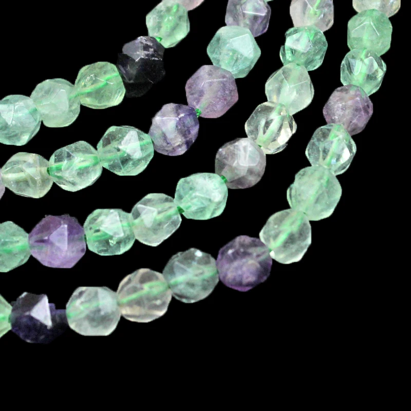 Wholesale Natural  Stone  Faceted Green Purple Fluorite Round Loose Beads Strand 6/8/10mm For Jewelry Making DIY Bracelet 15\