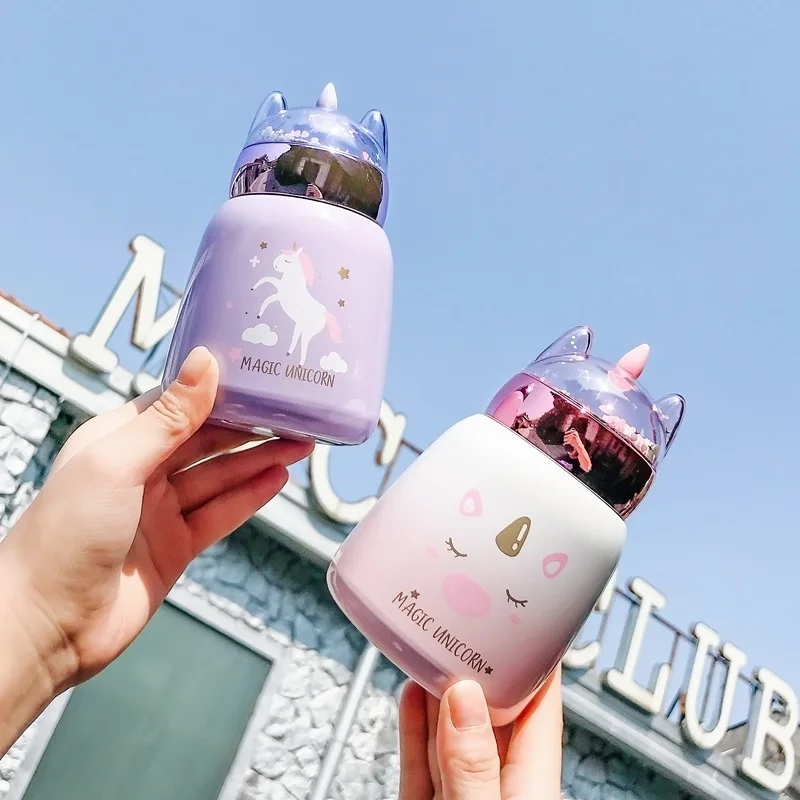 Cute Unicorn Vacuum Cup Stainless Steel Thermal Insulation Water Bottle Portable Drinkware Mini Coffee Vacuum Flasks Thermos