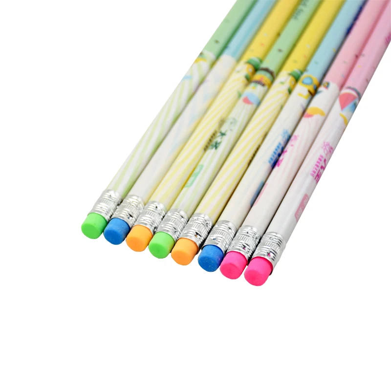 8Pcs/Set Cute Kawaii Cartoon Pencil HB Sketch Items Drawing Stationery Student School Office Supplies for Kids Gift