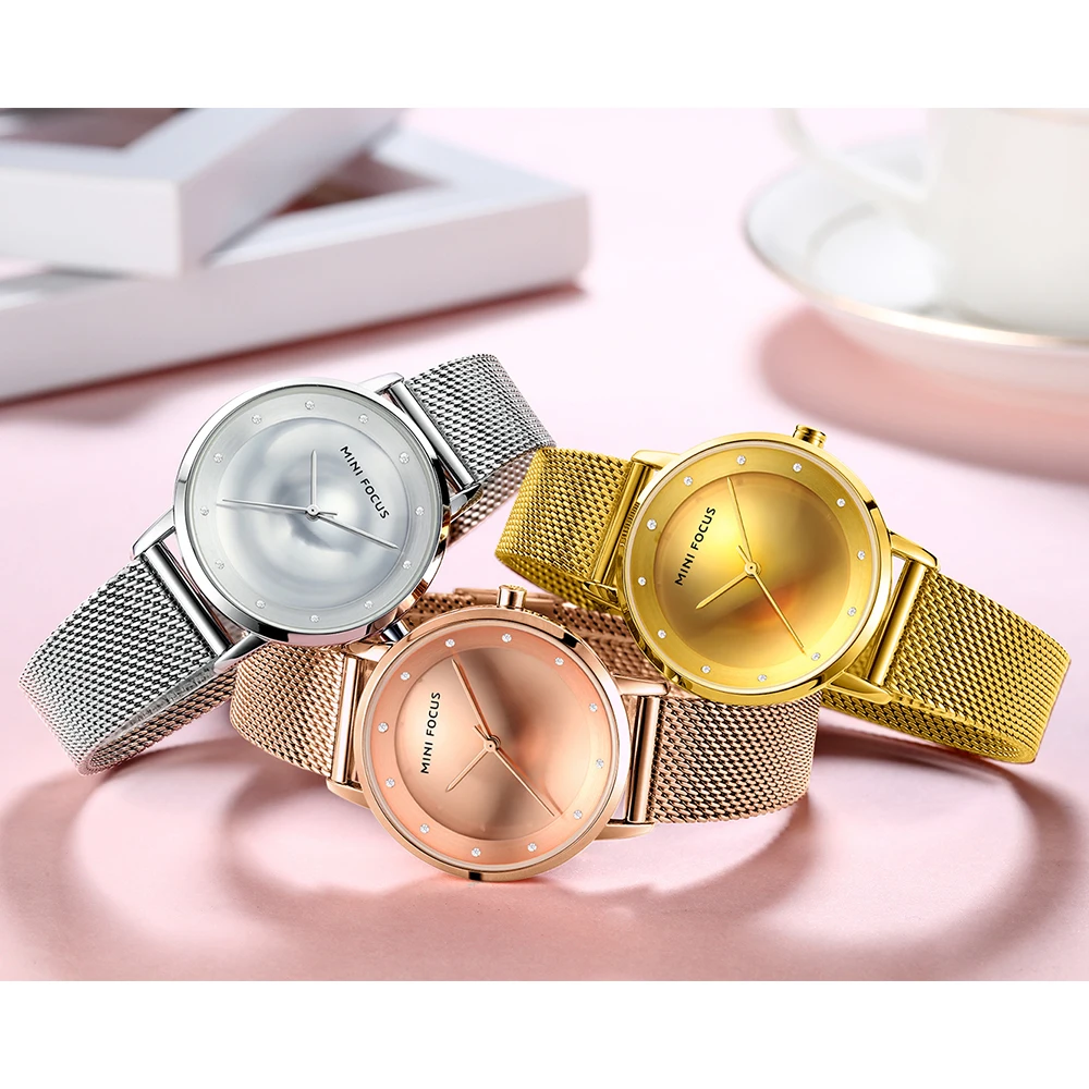 MINI FOCUS Women Watches 2020 Luxury Top Brand Waterproof Quartz Watch Ladies Woman Blue Stainless Steel Mesh Strap Wristwatch