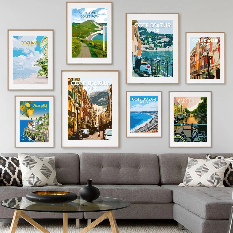 Vintage World Landscape Painting Venice Wall Art Canvas Painting Nordic Posters And Prints Wall Pictures For Living Room Decor