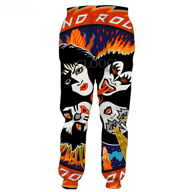 

HX Newest Hip Hop Rock Metal Kiss Band 3D Print Pants Unisex Fashion Casual All-match Sweatpants Trousers