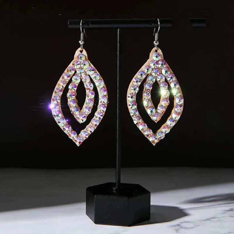 Belly Dance Jewelry Costume Accessory Dancing  Earring Sparkling Crystal Rhinestone Shine Perforamnce Show Wear Bling Bling Set