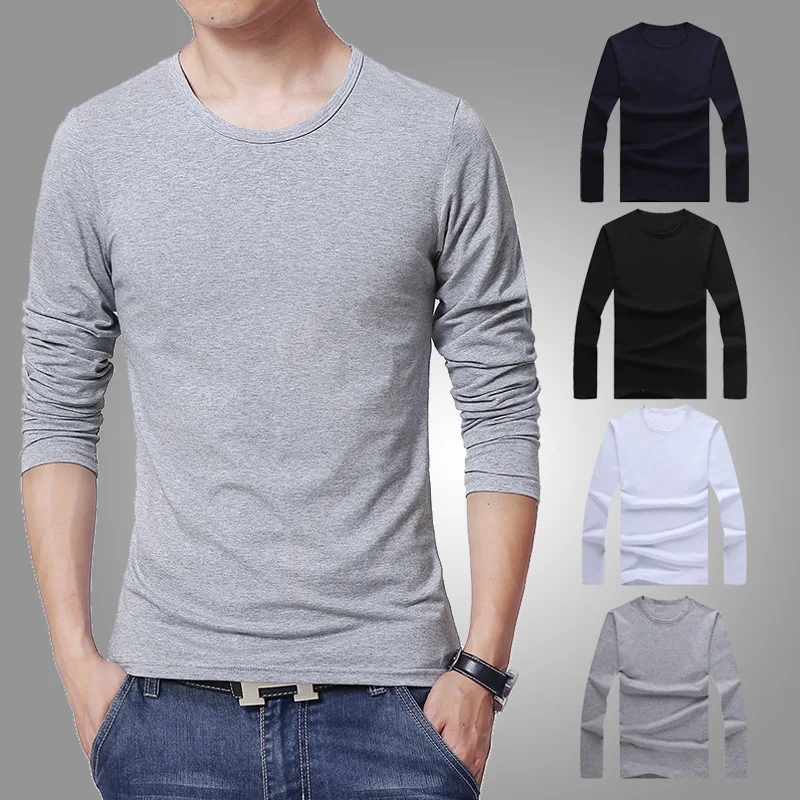 

2024 MRMT Brand New Men's T-Shirts Long Sleeve Slim Men T-Shirt Young Man Pure Color Tops Tees Shirt O-Neck For Male Boys Tshirt