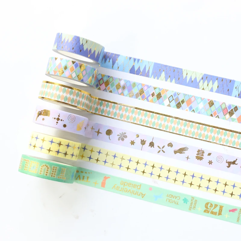 Domikee cute candy Japanese gold foil decorative DIY washi paper masking tapes for diary planner photo greeting card stationery