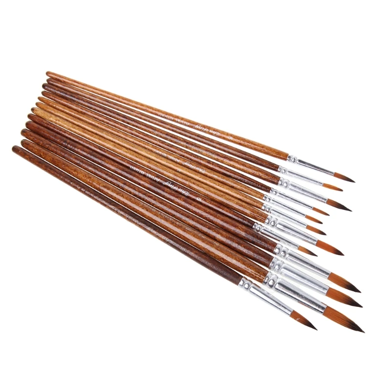 12Pcs Künstler Pinsel Set Nylon Haar Acryl Aquarell Runde Spitz