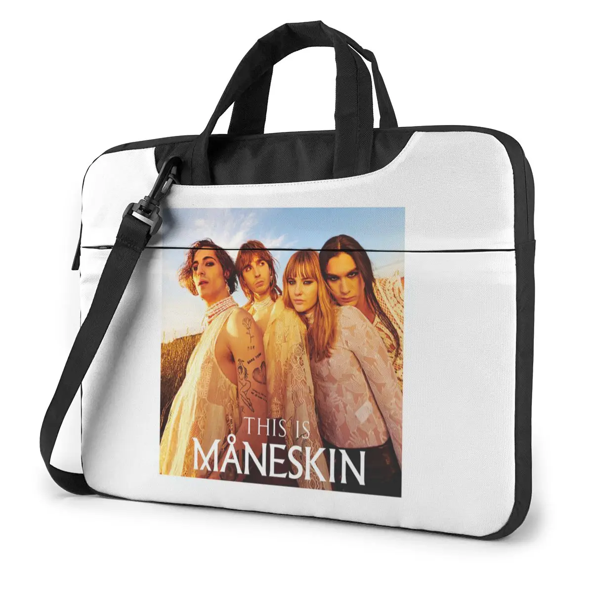 Maneskin Rock Band Laptop Bag Case Protective Vintage Computer Bag Bicycle Crossbody Laptop Pouch