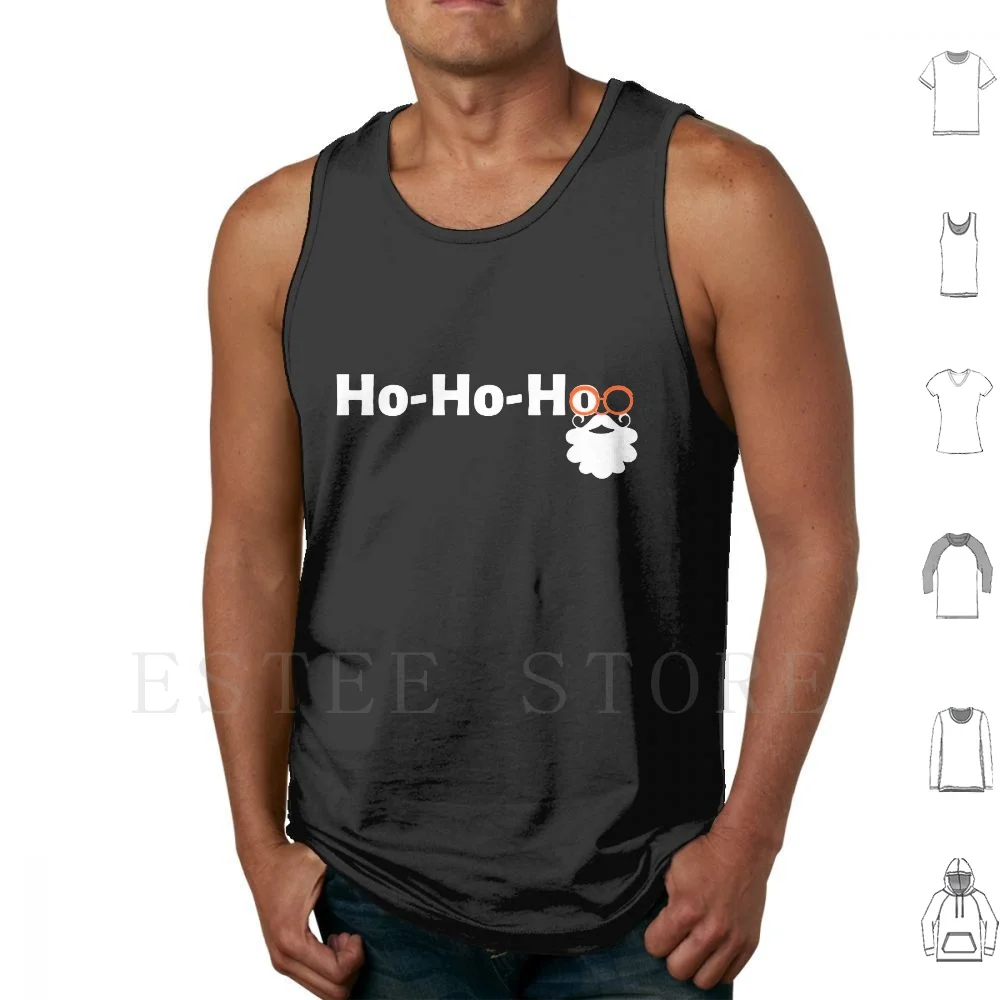Ho-Ho-Ho , Merry Christmas Tank Tops Vest Sleeveless Merry Christmas New Year Ho Ho Ho Santa Beard Grey Green Holidays X Mas