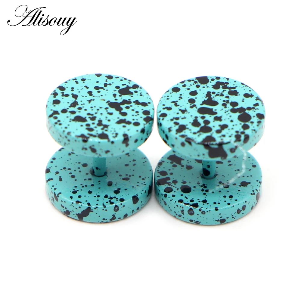 Alisouy 2Pcs 18 color Earrings Fashion Jewelry Women\'s Ear Stud Barbell Piercing Punk Men Earrings studs piercing unisex Earring