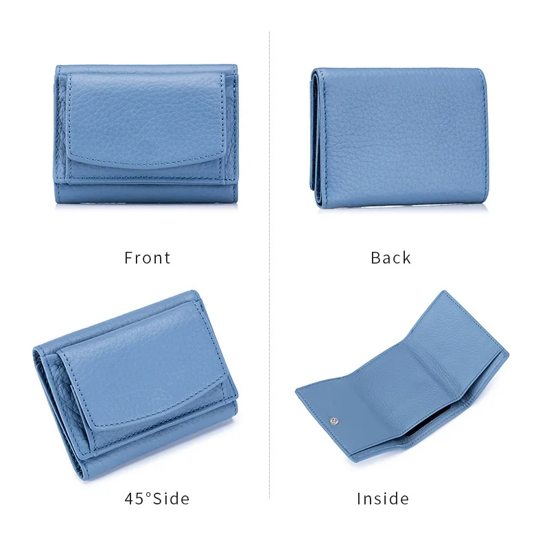 Women Wallet Rfid Protect Female Leather Coin Bag Lady Candy Colors Mini Purse Japanese Style Short Wallet Card Holder 2023 Hot