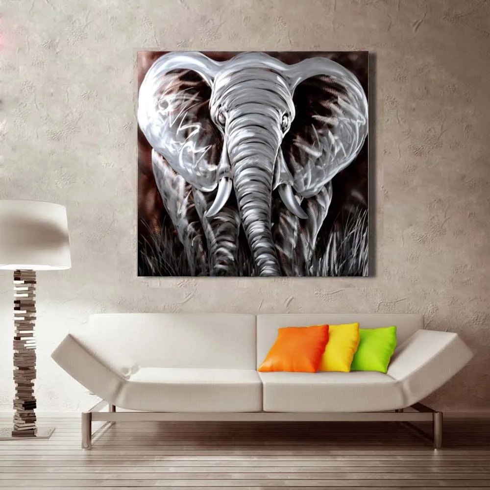 Pintura al óleo de elefante moderno de alta calidad pintada a mano de artista profesional en lienzo pintura al óleo gruesa con t