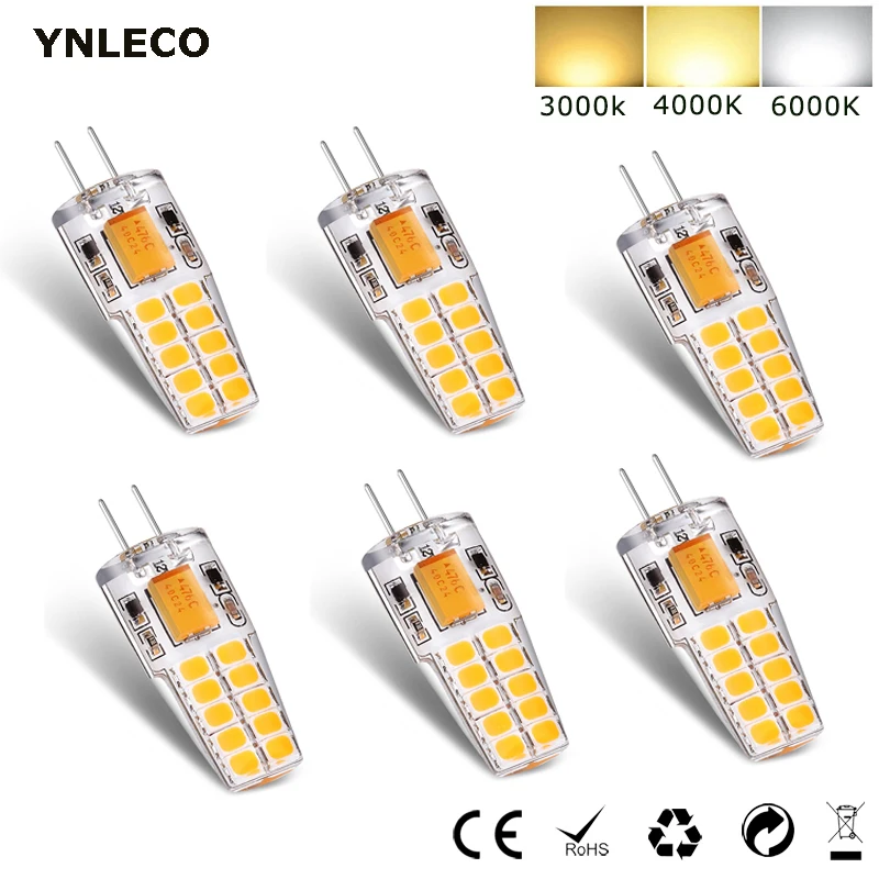 

6pcs G4 LED Lamp 12V AC DC 3W Waterproof Lampadas LED G4 Bi-Pin base Bulb 2835 SMD 20LED Light Bulbs Equivalent 30W Halogen