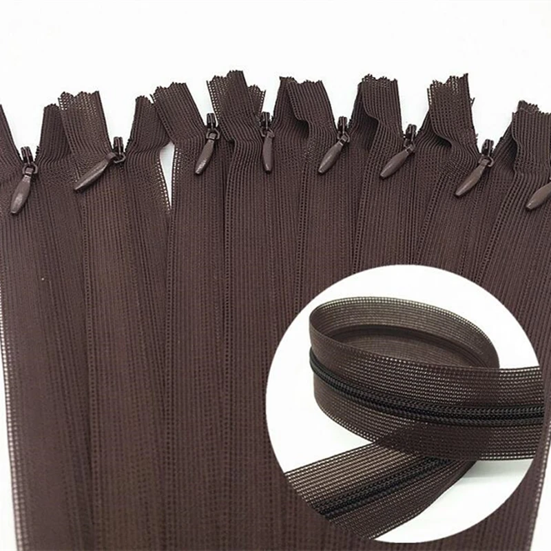 10 Stück 3 # Weiße 28cm/30cm/40cm/50cm/60cm Nylon-Unsichtbare Weiche Tüll-Chiffon-Reißverschlüsse zum Nähen – Detail 2