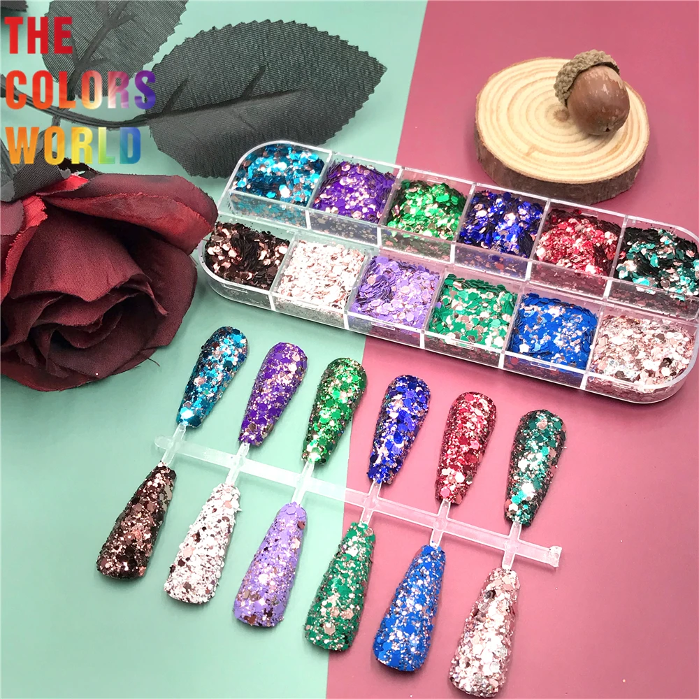 TCT-611 Rose Gold Basic Colors Mix Nail Glitter Nail Art Decoration Body Art Tumbler Crafts Accessories Festival Party Supplier