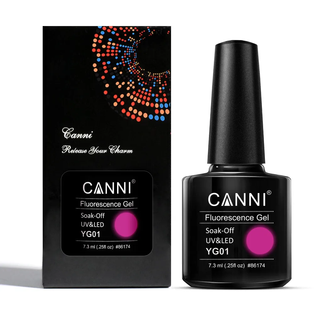 CANNI 2021 جديد وصول 7.3 مللي 6 ألوان الإسفار هلام البولندية YG01-YG06 مضيئة هلام النيون طويلة الأمد نقع قبالة UV/LED مسمار الفنون
