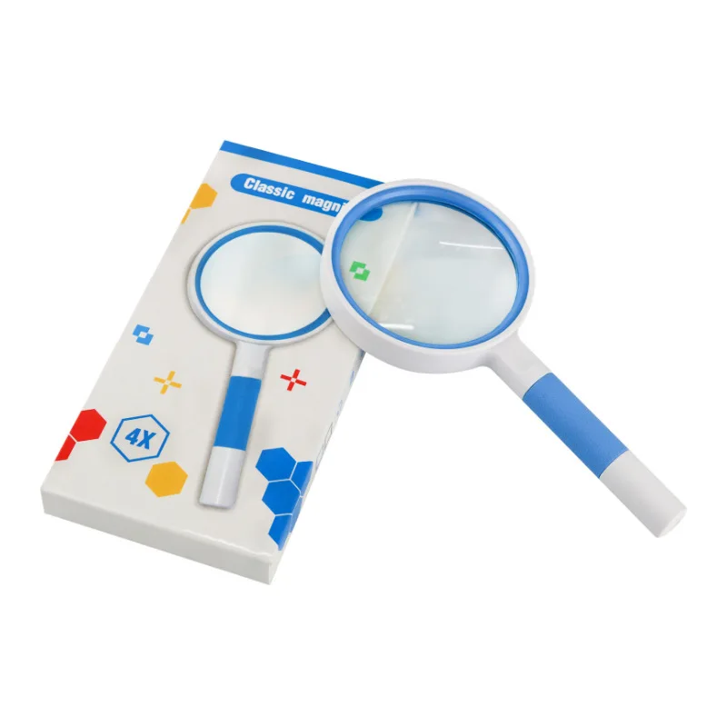 Portátil handheld leitura lupa 6x com lente de vidro anti-skid alça para os idosos para ler livros antiguidades