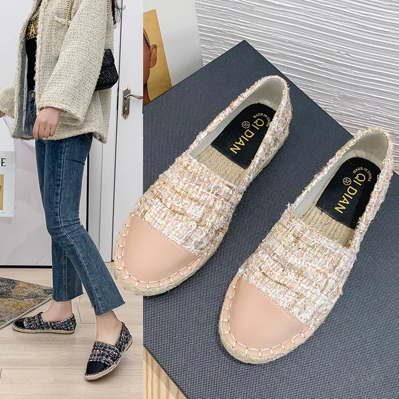 2022 Famous Brand European Patchwork Espadrilles Shoes Woman Genuine Leather Creepers Flats Ladies Loafers White Leather Loafers