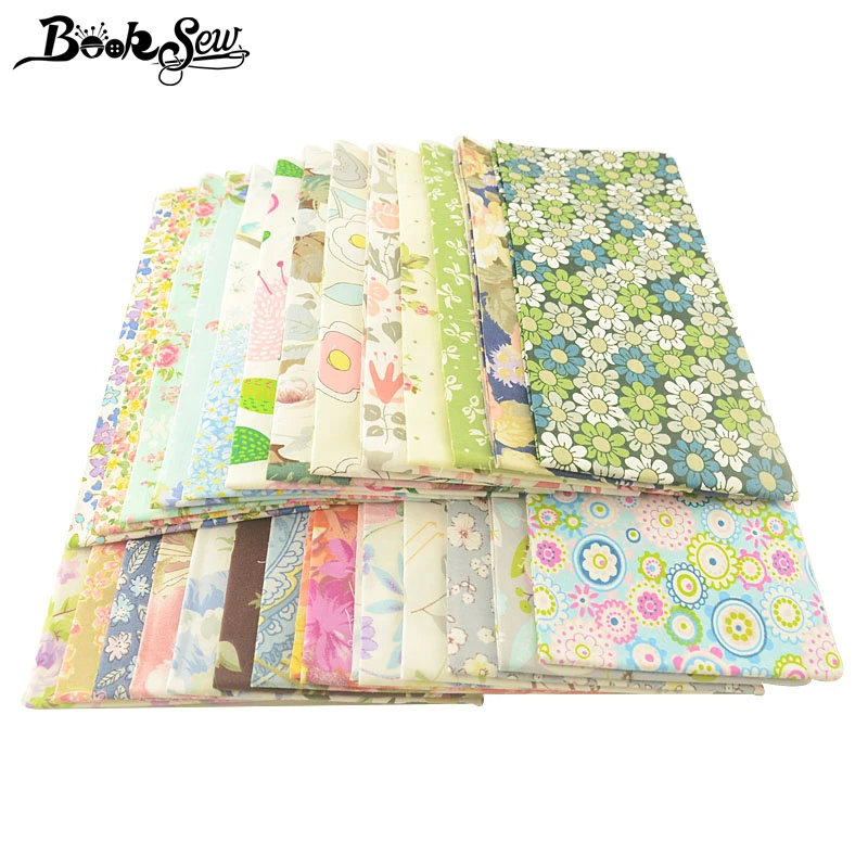 Booksew 100% Cotton Fabric 50cmx50cm Fat Quarters Flowers Floral Designs, for Sewing DIY Patchwork Quilts, Pillow Case Cushion