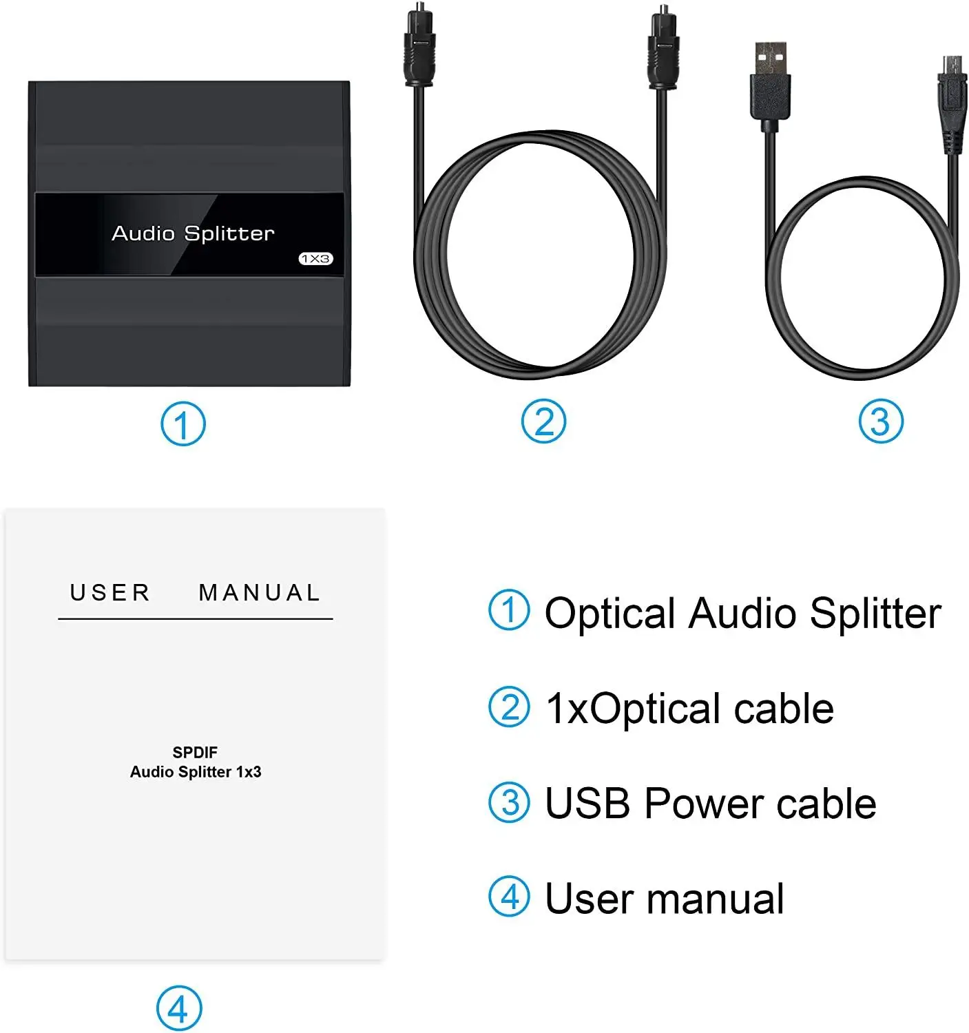 Divisor óptico digital 1 em 3, splitter spdif toslink, 1x3, formato de áudio, suporta lpcm2.0/dts/dolby