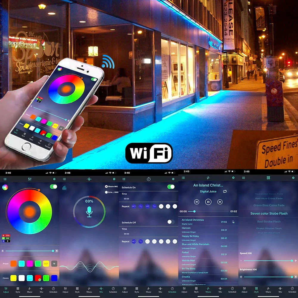 12V RGB Neon Light SMD3535 96Leds/m Tuya WIFI Bluetooth App Control Music Sync Waterproof Neon Ribbon Color Changing Neon Strip