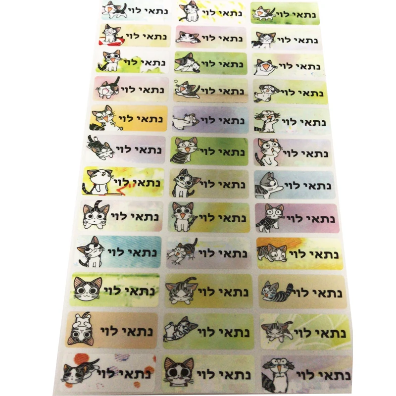 Cute Cat boy girl cartoon pattern custom personal name sticker transportation waterproof label scrapbook school stationery