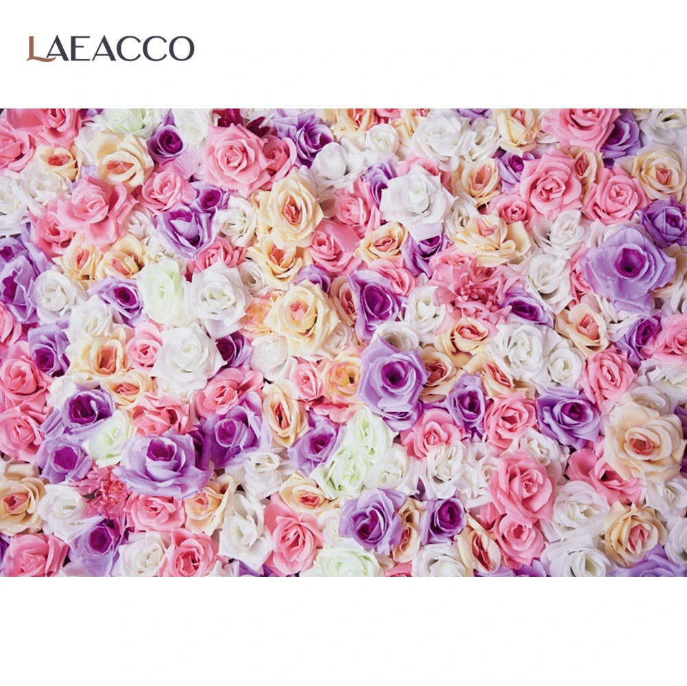 Laeacco-خلفية صور رومانسية لحديثي الولادة ، زهور وردية ، خلفية للتصوير الفوتوغرافي لمرحلة الزفاف ، صورة خلفية لاستوديوهات الصور