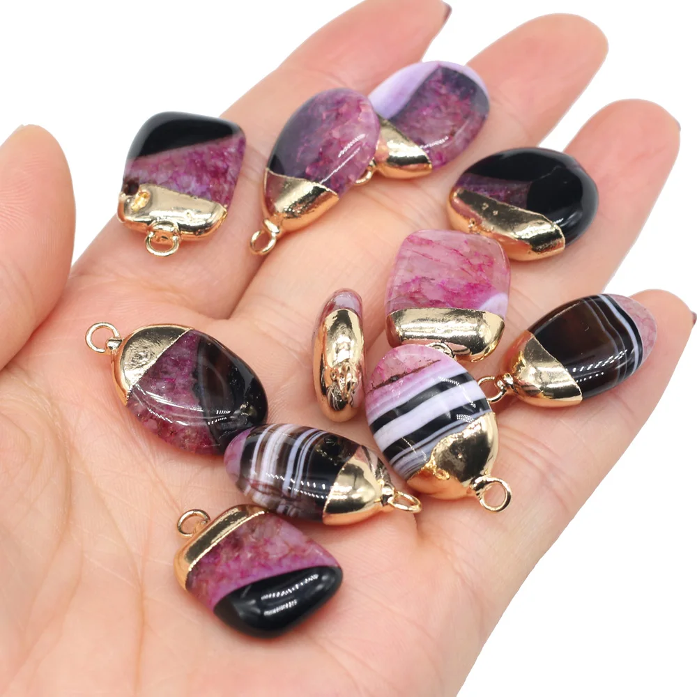 Natural Stone Striped Agates Pendants Random Shaped exquisite Charm for Jewelry Making Diy earring necklace Bracelet accessories image 5