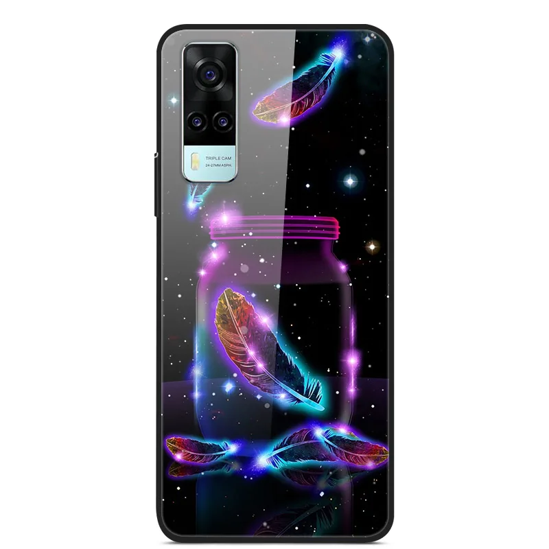 Tempered Glass Case For Vivo Y31 Y51 Case Soft Silicome Bumper For Vivo Y51 Y31 Phone Case Hard Glass Back Cover Y 31 Y 51 Funda