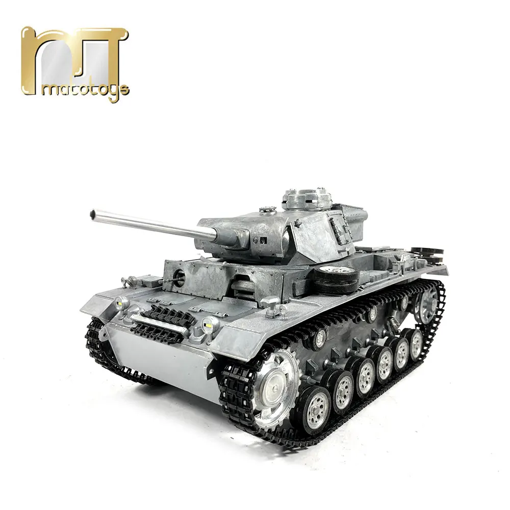 

MATO 1:16 Полный цельнометаллический танк Немецкий танк Panzer III 2,4G RC Модель танка Страйкбол Оригинальный металлический цвет RTR версия военная