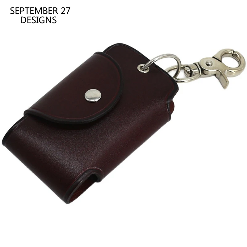 

Retro Card Key Bag Genuine Leather Top-end Handmade Vintage Housekeeper Holder Keychain 100% Cowskin Storage Key Bag