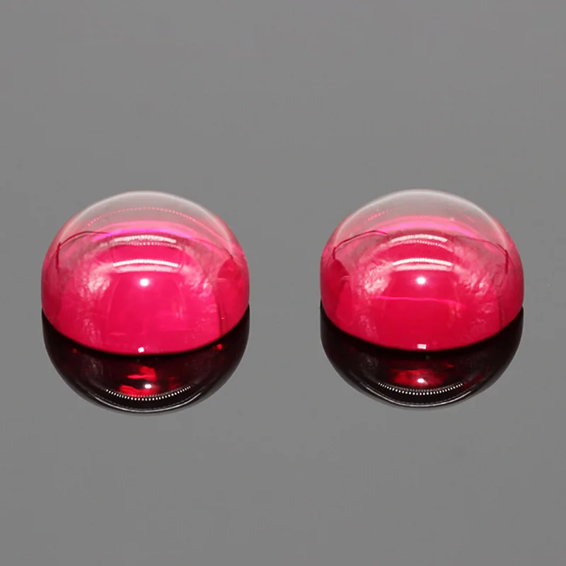5# Ruby Cabochon Cut Flat Bottom Round Shape Synthetic Corundum Gems Stone Beads For Jewelry 1.5-20mm