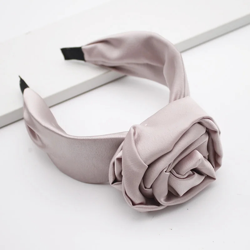 Lystrfac Fashion Solid Color Big Knot Satin Turban Wide Headband for Women Ladies Bandanas Female Hairband Hair Accessories