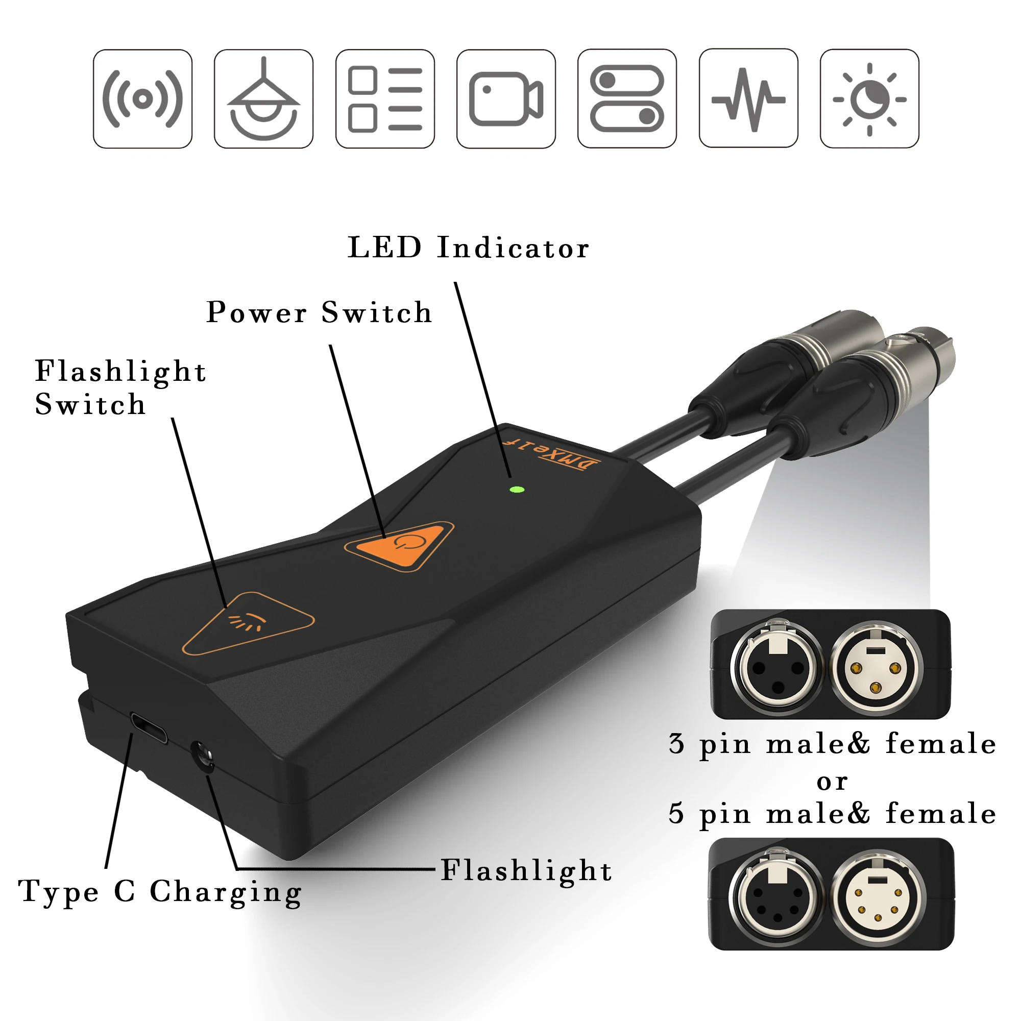 Imagem -03 - Pknight-dmx Multifunction Dmx Test Tool Pinos ou Pinos