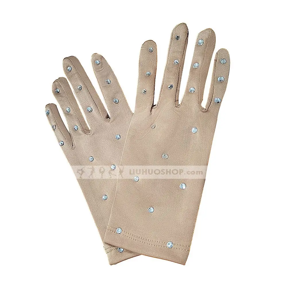 Ice Figure Skating Gloves Girls Skating Performance Wear Lycra Gloves Rhinestones Adult Training Women Competition Accessories