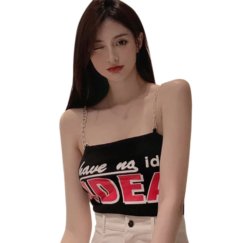 DAXIN  Leisure Chain Small Vest Female Letter Tube Top Wearing Up Summer Sling Tank Tops