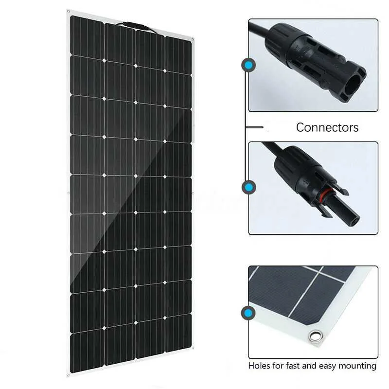 3000W Inverter di energia solare DC 12V a AC 220V/110V Kit doppio pannello solare USB con caricabatterie Controller 100A per auto camper