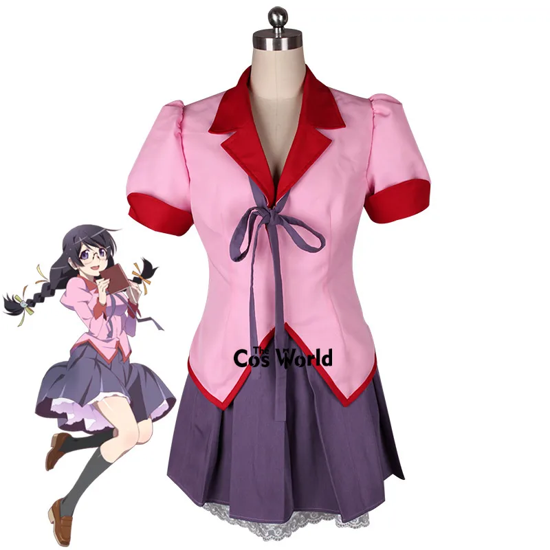 

Bakemonogatari Hanekawa Tsubasa School Uniform Tops Dress Outfit Anime Customize Cosplay Costumes