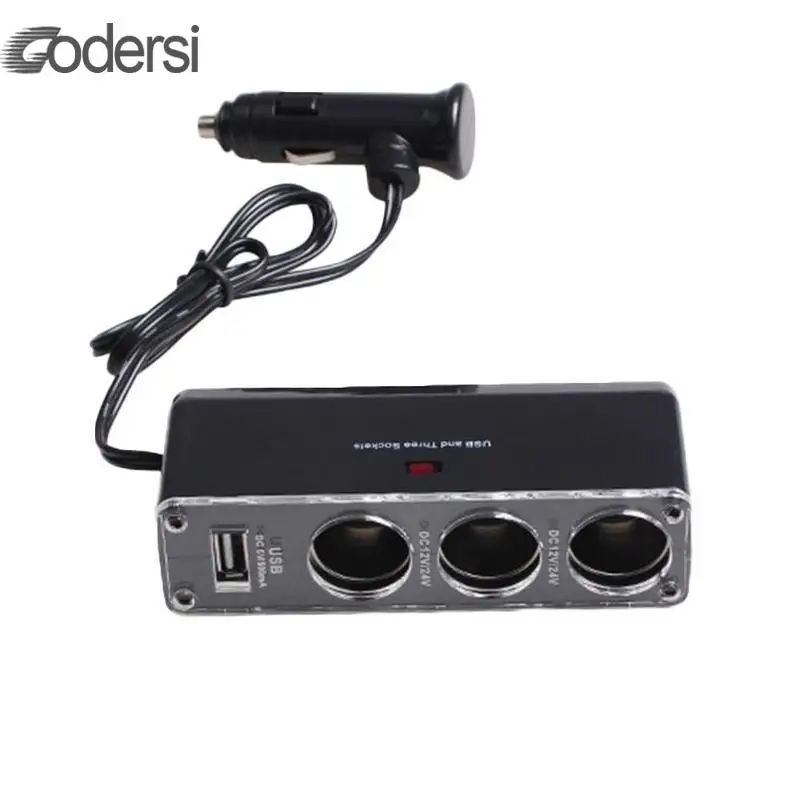 12V-24V Car Cigarette Lighter Socket Splitter Plug USB Charger Adapter USB Car Charger For Mobile Phone MP3 DVR Accessories