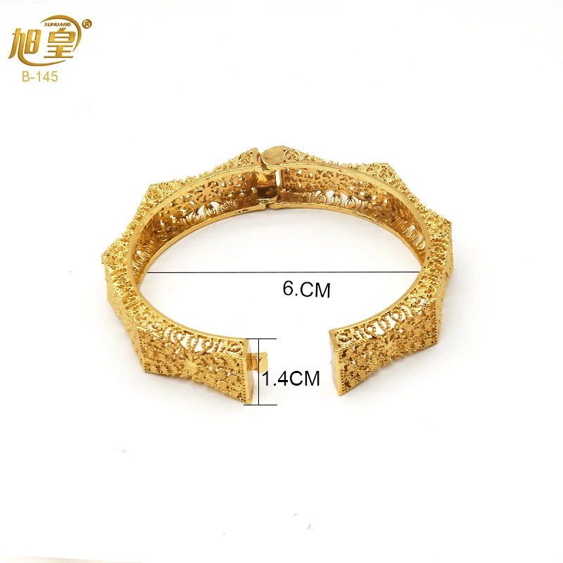 XUHUANG African Gold Color Bangles Set For Women Wedding Bridal Ethiopian Bracelets Ornament Wholesale Fashion Jewelry Party