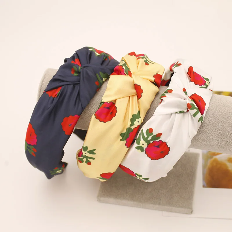 Lystrfac New Vintage Rose Floral Hairband Scrunchie for Women Girls Headband Wide Hair Hoop Set Female Headwear Hair Accessories
