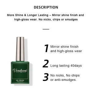 Vendeni Diamond Top Coat Gel Emaille, Langzeit, UV -Immersionslack, hohes Licht, Kunstprimer, Verstärkung, 15 ml 12 Hauptverkaufsglasbasis für Nägel - №10