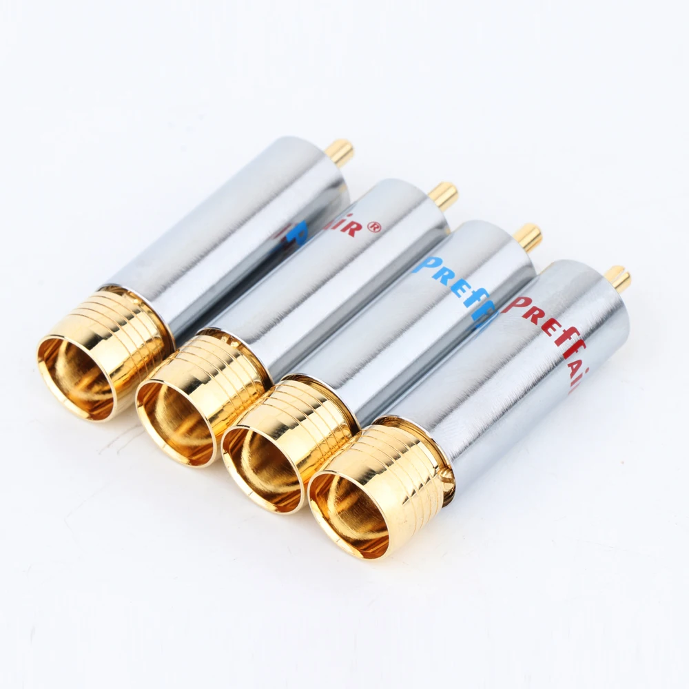 4Pcs R1715 Preffair RCA 잠금 비 솔더 플러그 커넥터 RCA 커넥터 남성 솔더 비디오 금도금 커넥터