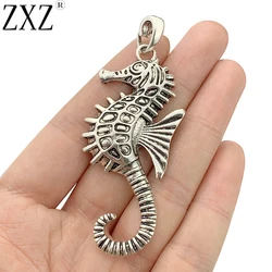 ZXZ 2pcs Tibetan Silver Large Seahorse Charms Pendants for Necklace Jewelry Making Accessories 77x29mm