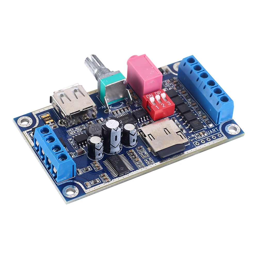 10W 25W MP3 Voice Sound Player Module DIY Voice Broadcast Board Programmable Control Support TF Card U-Disk DC 12V-24V